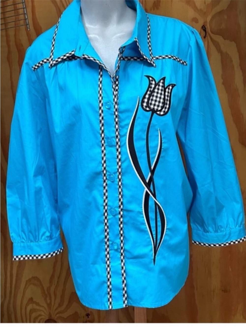 Bob Mackie tulip appliqués tunic top women’s XL